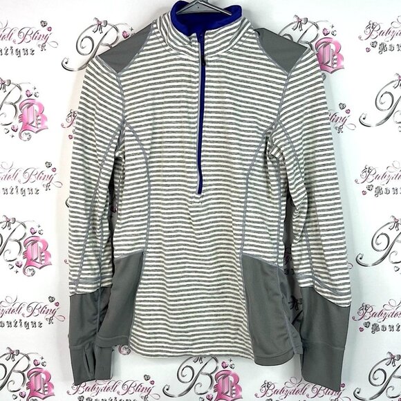 MPG long sleeve sweater pull over half zip workout Blue and Gray Activewear Top - Picture 1 of 12